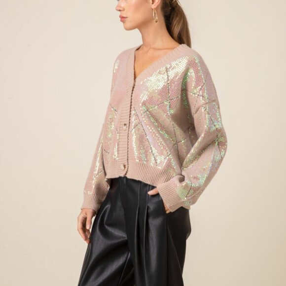 Sequin Argyle Cardigan - Picture 3 of 5